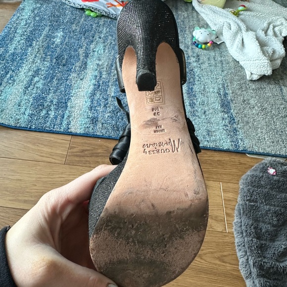 Guess by Marciano black sparkle open-toe heels - Picture 3 of 4